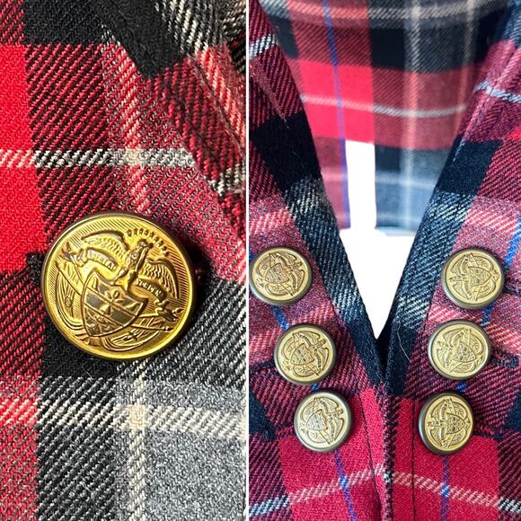 Smythe Red Plaid Tartan Wool Equestrian Riding Blazer Jacket Red Canada Size 6 - Picture 3 of 8